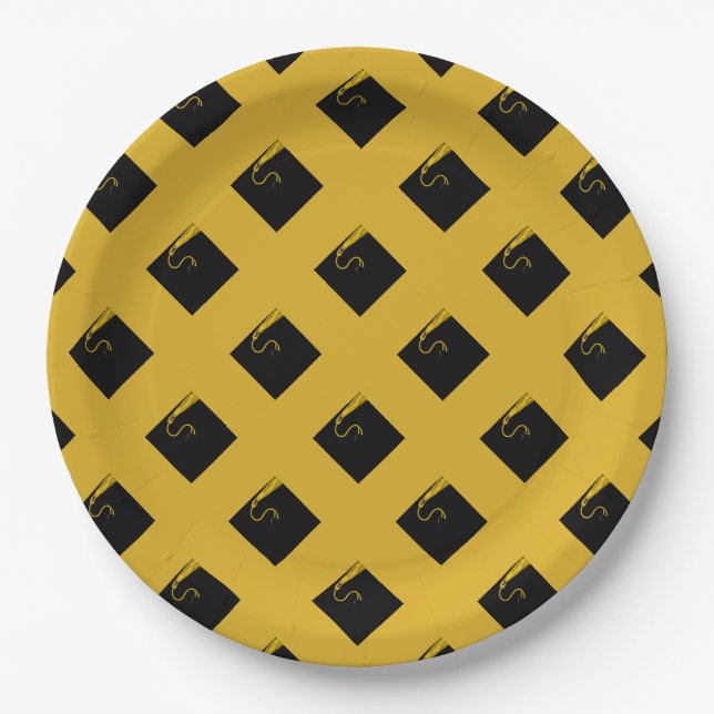 Prato De Papel Formatura Dourado e Preto (Frente)
