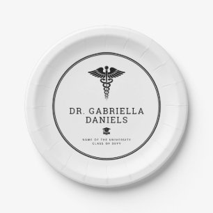 Prato De Papel Formatura Personalizada de Médico de Escola de Med