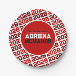 Prato De Papel Formatura Personalizada Vermelha e Branca