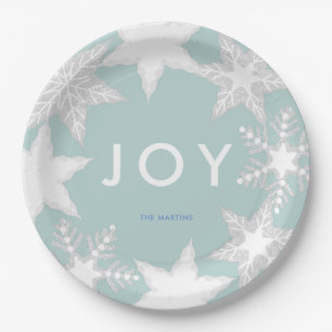 Prato De Papel Fosco JOY Flocos de neve azul