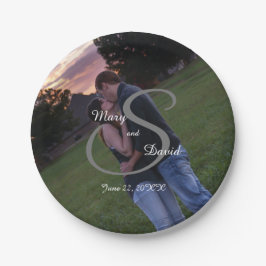 Prato De Papel Foto com Casamento de Monograma