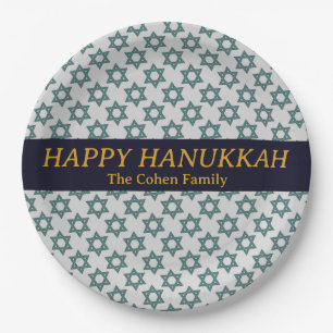 Prato De Papel Foto da família Simple Elegant Modern Hanukkah