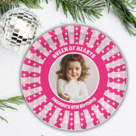 Prato De Papel Foto Da Festa de aniversário Retrorna Rainha Rosa 