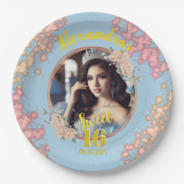 Prato De Papel Foto da Princesa de Fairytale Doce Dezesseis