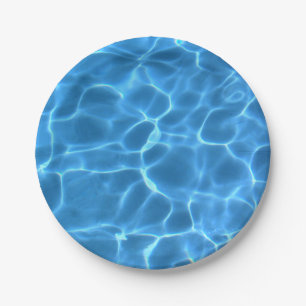 Prato De Papel Foto de água azul da piscina