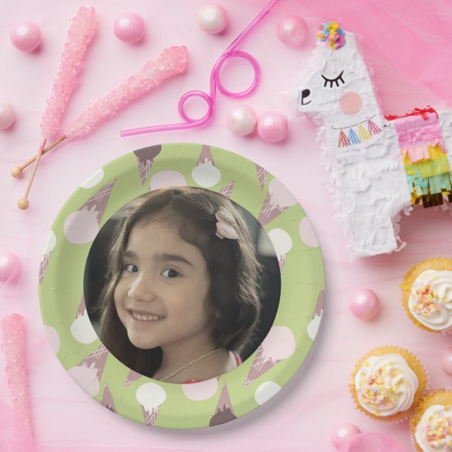 Prato De Papel Foto de aniversário de sorvete (Festa)