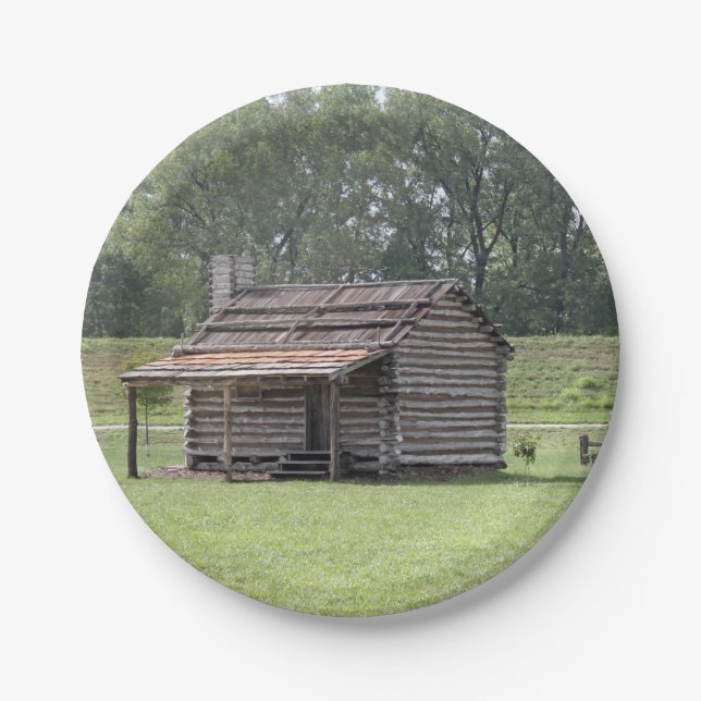 Prato De Papel Foto de Cabine de Log Rustic (Frente)