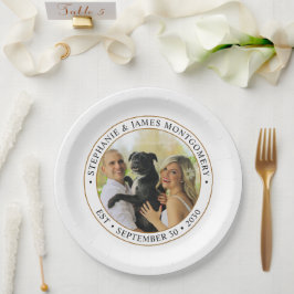 Prato De Papel Foto de casamento personalizada de animais de esti