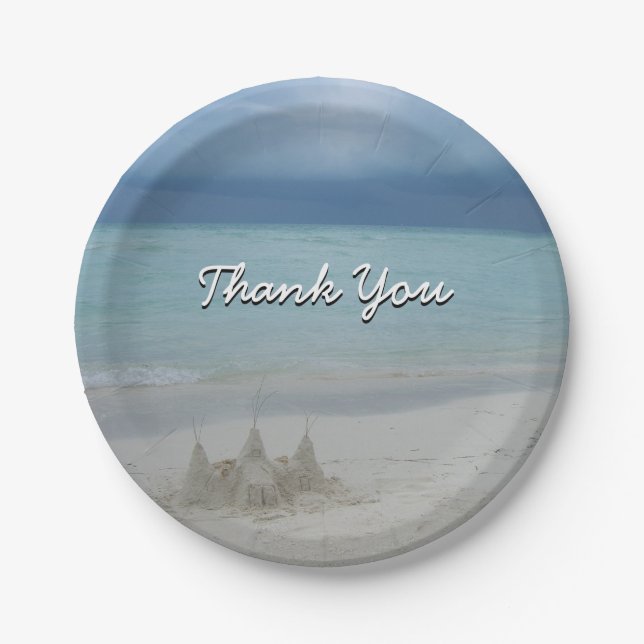 Prato De Papel Foto de Paisagem de Praia de Stormy Sandcastle (Frente)