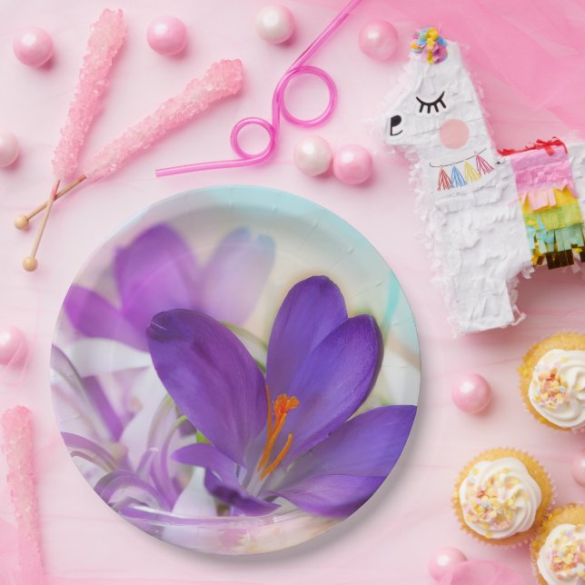 Prato De Papel Foto de um Bonito Primavera-Crocus Roxo (Festa)