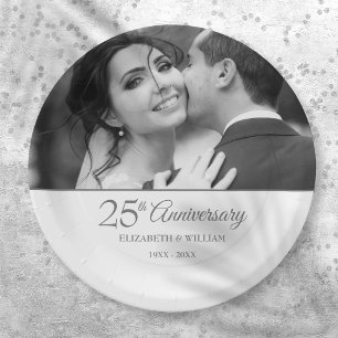 Prato De Papel Foto do 25º Aniversário de Casamento de Bodas de P
