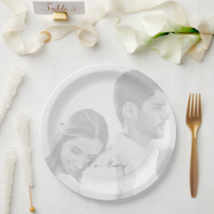 Prato De Papel Foto do nosso casamento