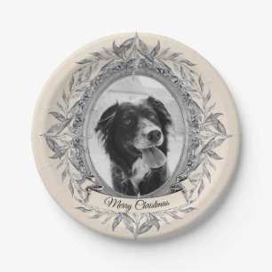 Prato De Papel Foto do quadro de prata festiva de Natal