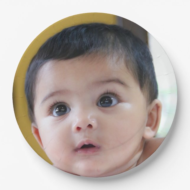 Prato De Papel Foto personalizada de aniversário (Frente)