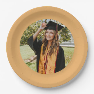 Prato De Papel Foto personalizada do furo de graduação Dourada