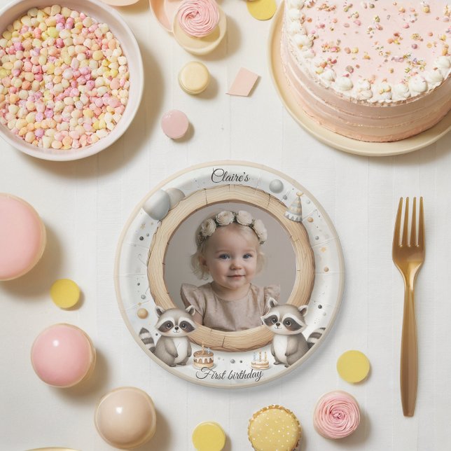 Prato De Papel Foto Raccoon para Festas de aniversário para crian (Criador carregado)