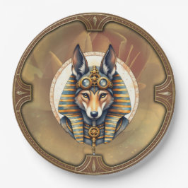 Prato De Papel Fox Retrato de Steampunk Anubis