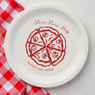 Prato De Papel Fração Fatia Pizza Bebê Chá de fraldas Ciao