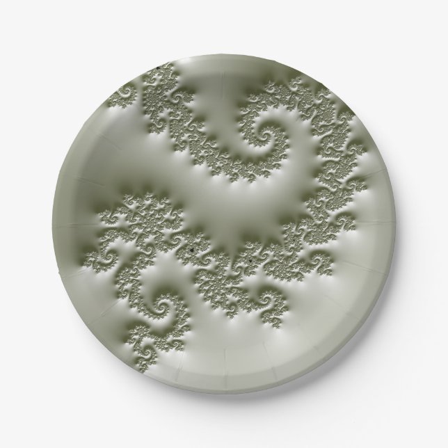 Prato De Papel Fractal verde pálido (Frente)