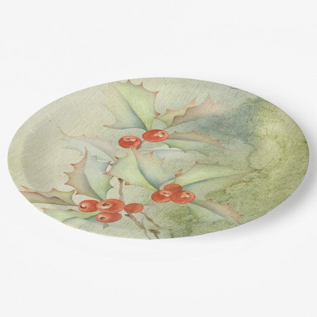 Prato De Papel Framboesas de Natal (Inclinado)