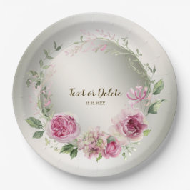 Prato De Papel Frame Floral Cor-de-Água Rosa, Festa de Bronze Bri