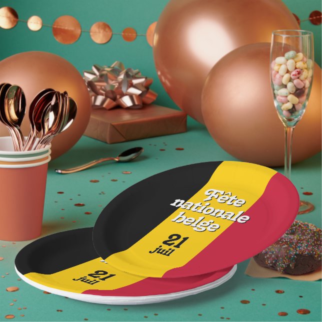 Prato De Papel França Fête nationale belge Bandeira belga (Múltiplo)