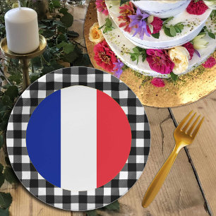 Prato De Papel França Plate, xadrez de búfalos e Bandeira Frances