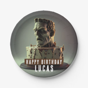 Prato De Papel Frankenstein Head Birthday Chocolate -