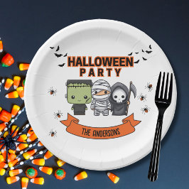 Prato De Papel Frankenstein Múmia Ceifeira Fofo Halloween