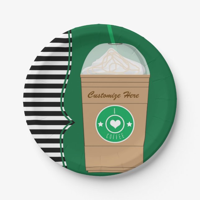 Prato De Papel Frap de Café Moderno Chic Fofo Aniversário (Frente)