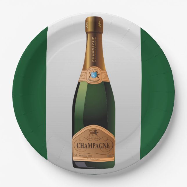 PRATO DE PAPEL FRASCO DE CHAMPAGNE (Frente)