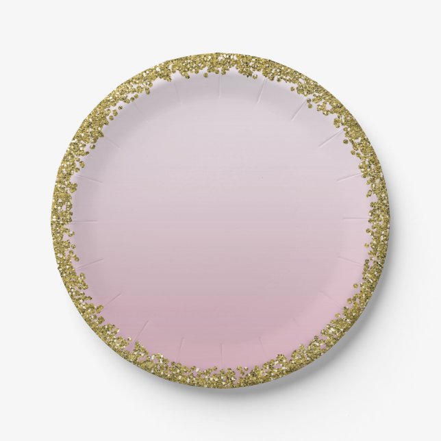 Prato De Papel Frente rosa-pente-pino Dourado Glitter Glitter Spa (Frente)