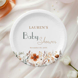 Prato De Papel Fresco de flor selvagem Boho Sexo Chá de fraldas n