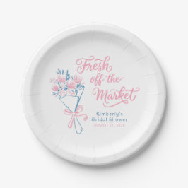 Prato De Papel Fresh Off The Market Dusty Blue Pink Bridal Shower