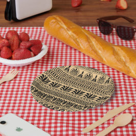 Prato De Papel Frete Grego, Padrão Mediterrânico, Castanho