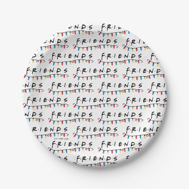 Prato De Papel FRIENDS™ | Luzes de Natal Logo (Frente)