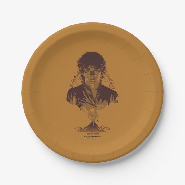 Prato De Papel FRODO™ MOUNT DOOM™ Tengwar Inscription Graphic (Frente)