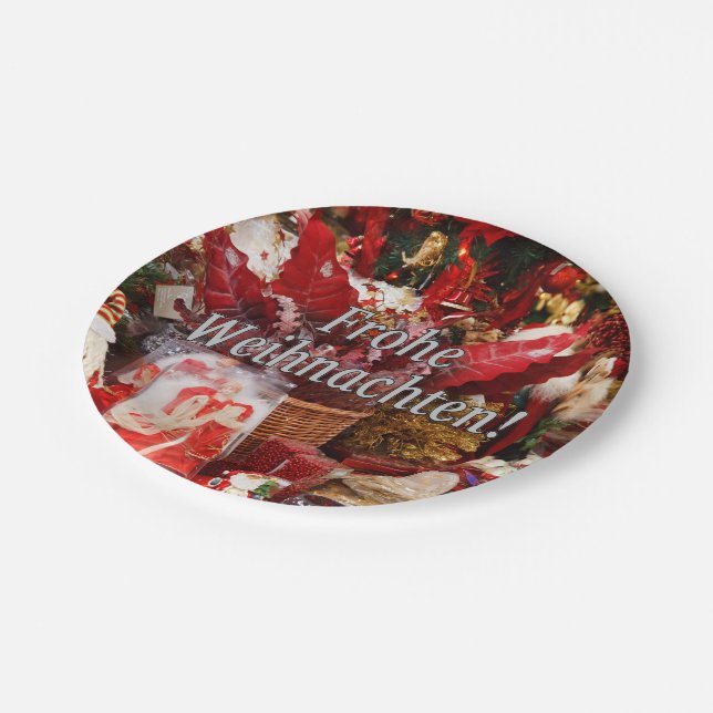 Prato De Papel Frohe Weihnachten! Feliz Natal no wf alemão (Inclinado)