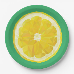 Prato De Papel Fruta de Design Geométrica com Fatia de Limão