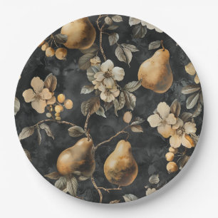 Prato De Papel Fruta de pera botânica, marrom inspirado