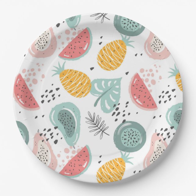 Prato De Papel Fruta e folhagem (Frente)