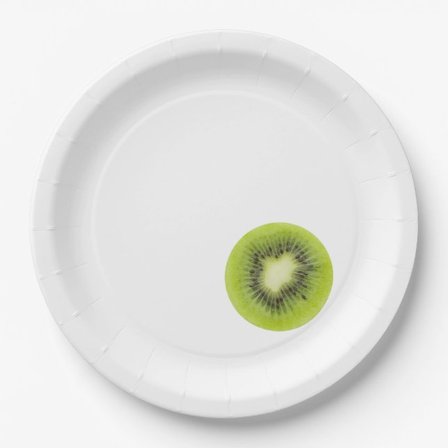 Prato De Papel Fruta fresca de kiwi. Fechamento de fatias redonda (Frente)
