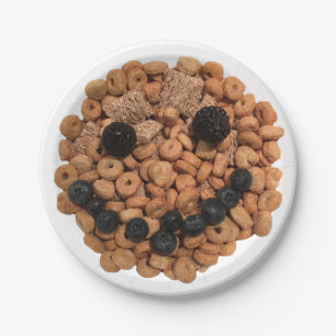 Prato De Papel Fruta Sorridente e Face Cereal