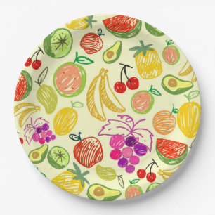 Prato De Papel Frutas de Verão