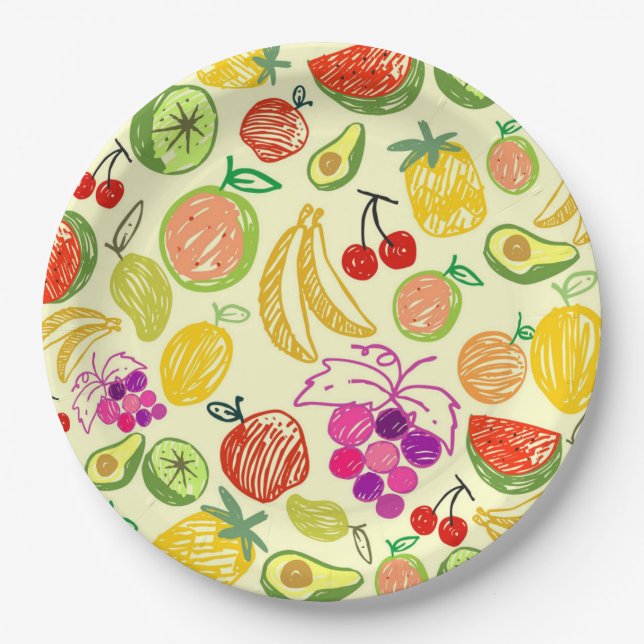 Prato De Papel Frutas de Verão (Frente)