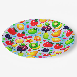 Prato De Papel Frutas Tropicais Vibrantes