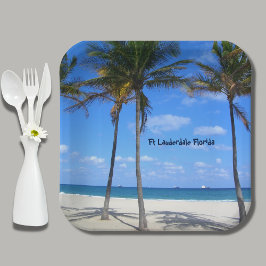 Prato De Papel Ft Lauderdale Florida Sand Beach & Palm Trees