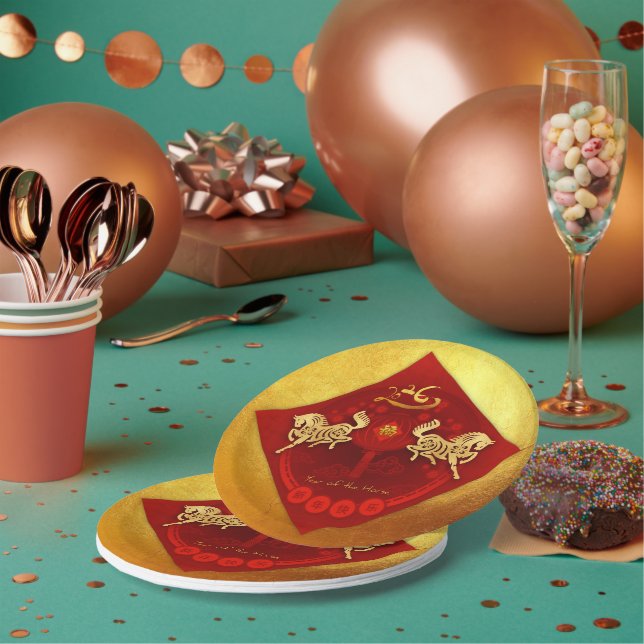 Prato De Papel FU Chinês Luck lanterna Horse Ano Saudação PP01 (Múltiplo)