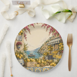 Prato De Papel Fuga Mediterrânea | Decoração de Mercado de Limão