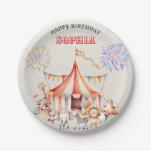 Fun Cute Red Circus Kids Birthday